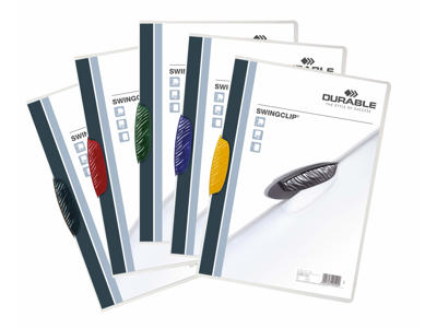 Klemmappe m/transparent forside ass 5x5 farver A4 30 ark