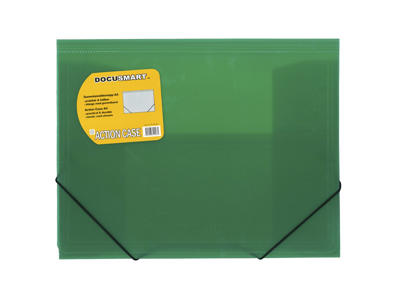 Elastikmappe A4 plast grøn m/3 klapper