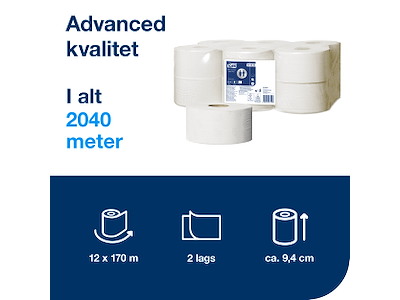 Toiletpapir Tork Jumbo Mini T2 120280 Advanced 2-lags 12 rl