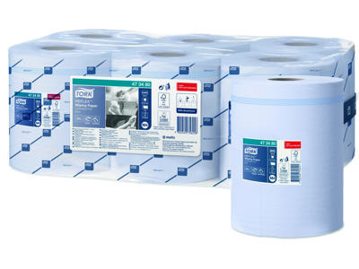 Aftørringspapir Tork M4 473480 Reflex Standard 1-lags blå 6 rl.