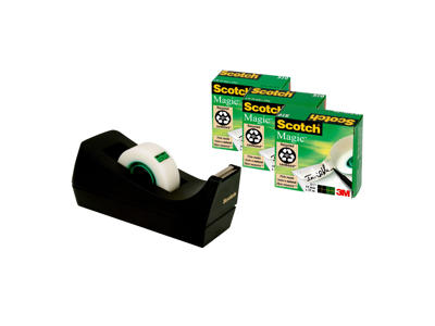 Tapeholder bord C38 sort + 3 rl Magic tape