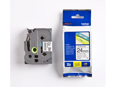 Brother tape TZe251 24mm sort/hvid