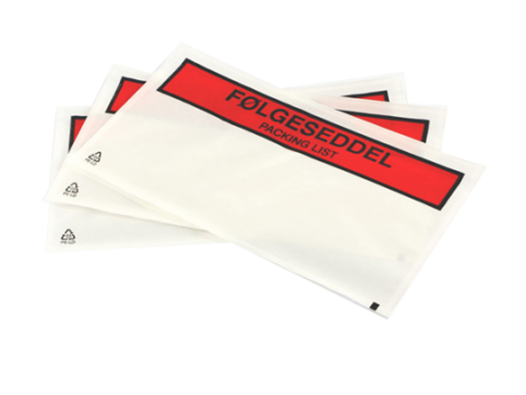 Følgeseddellomme C65/LD med tryk 1000 stk