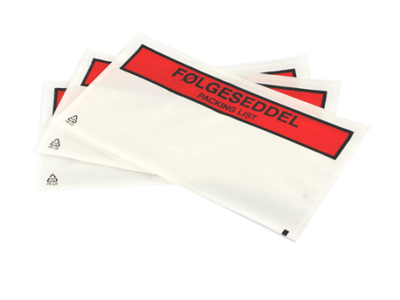 Følgeseddellomme C65/LD med tryk 1000 stk