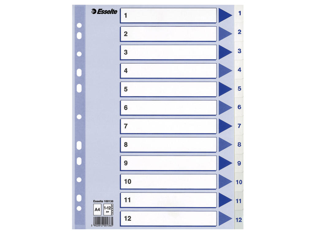 Talregister A4 Esselte 1-12 Hvid