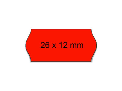 Prisetiket 26x12mm aftagelig neonrød 1500 stk