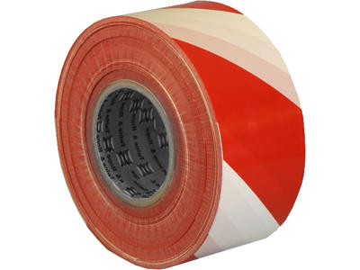 Afspærringsbånd 75 mm x 500 meter rød/hvid