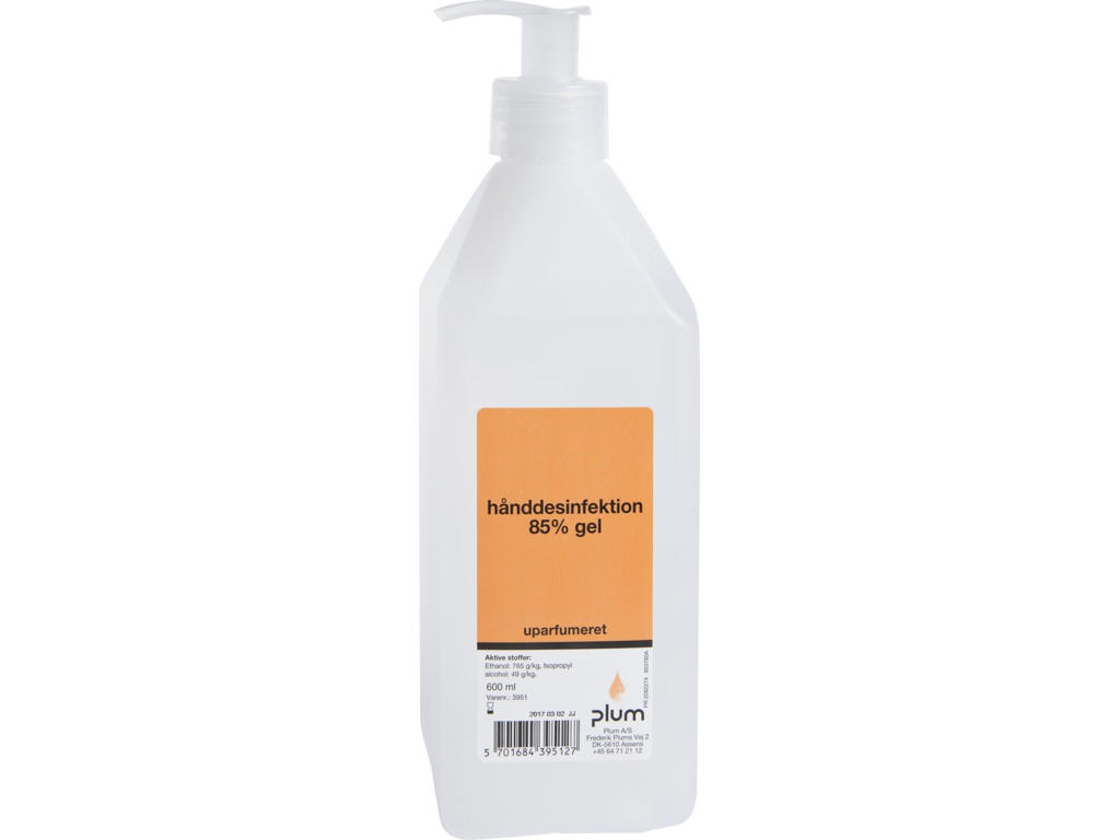 Hånddesinfektion Plum gel 85% 600 ml med pumpe