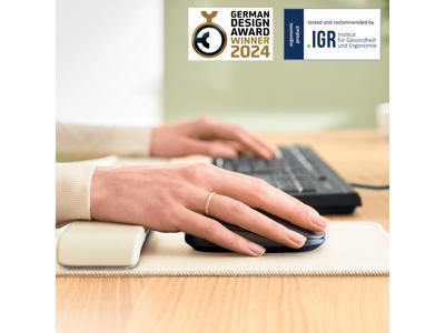 Musemåtte Leitz Ergo m/justerbar håndledsstøtte lysgrå