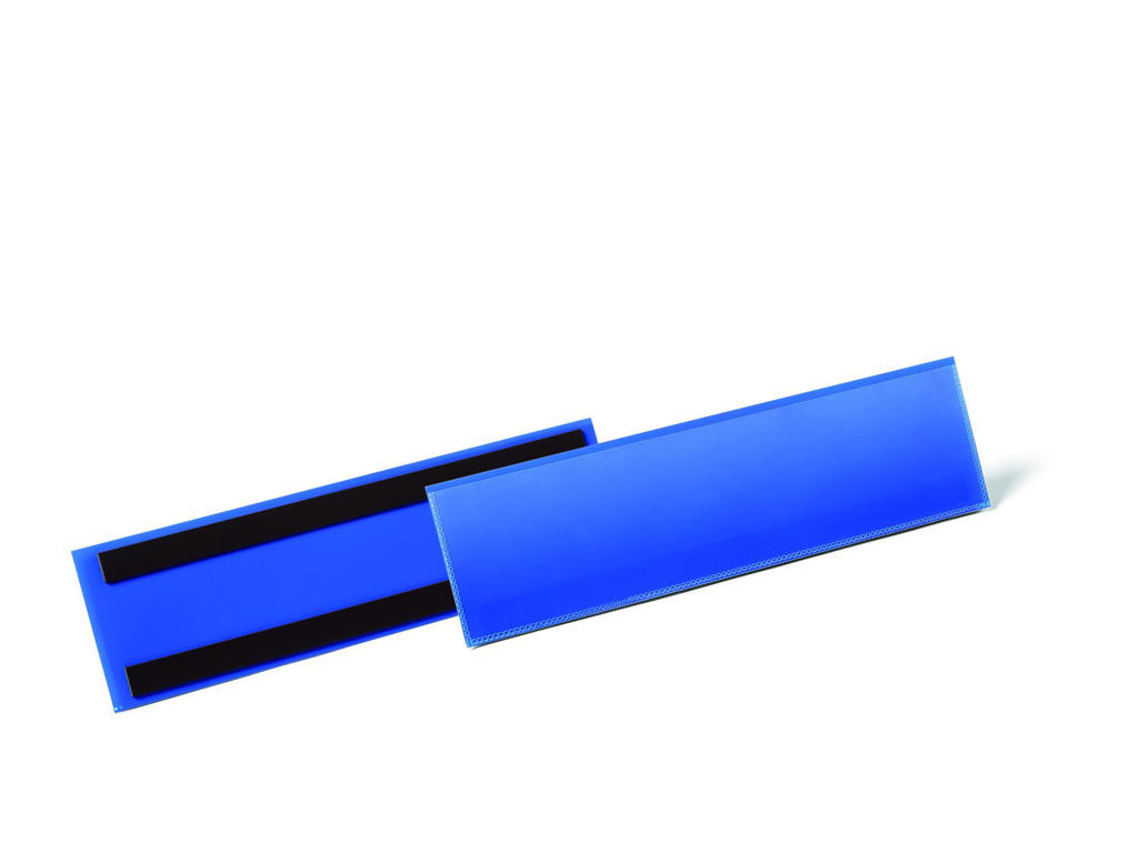 Lagerlomme/etiketholder m/magnet 297x74mm blå