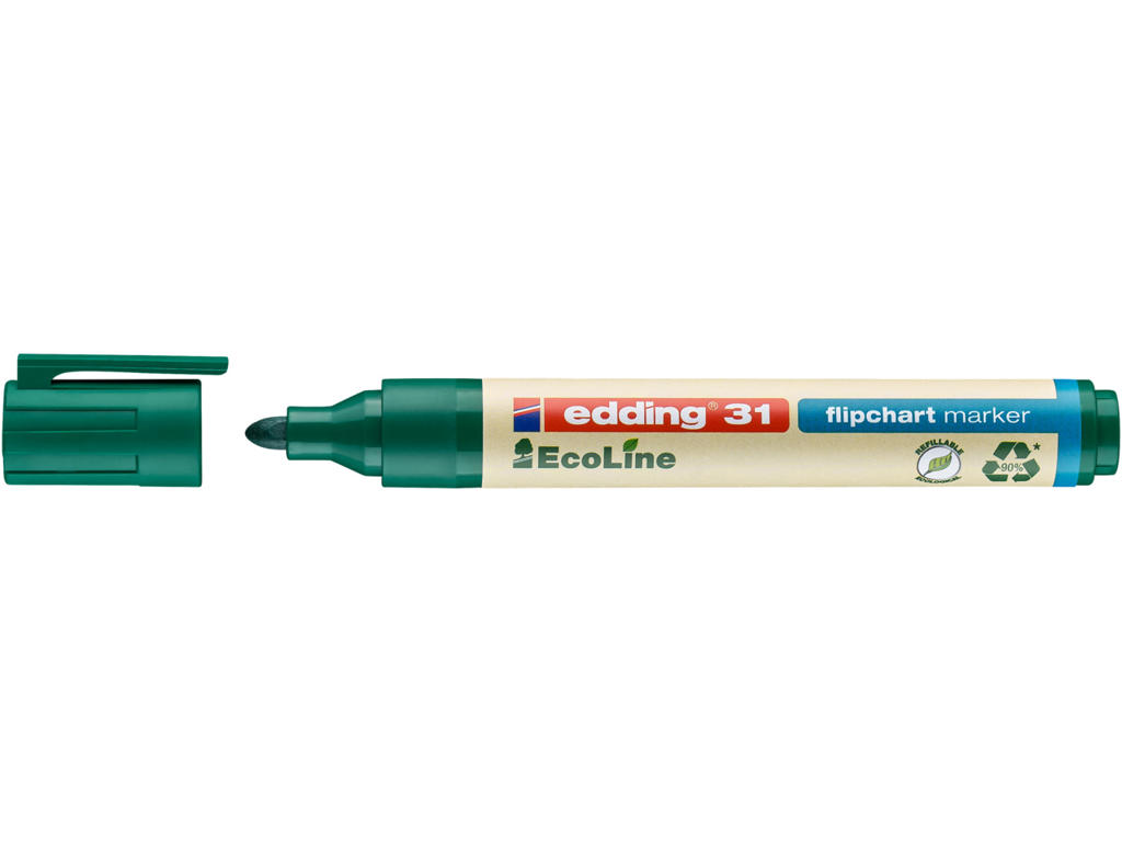 Marker Edding 31 Ecoline rund spids grøn flipover