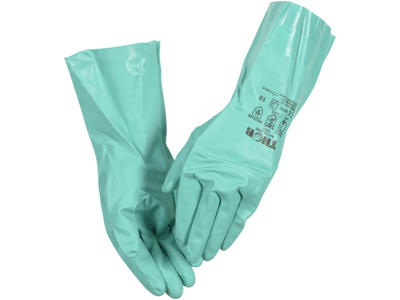 Husholdningshandske nitril med velour str 11 grøn 1 sæt
