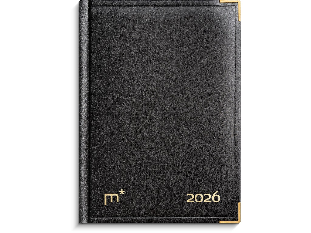 Årbog dagkalender sort kunstskind indbundet 2026