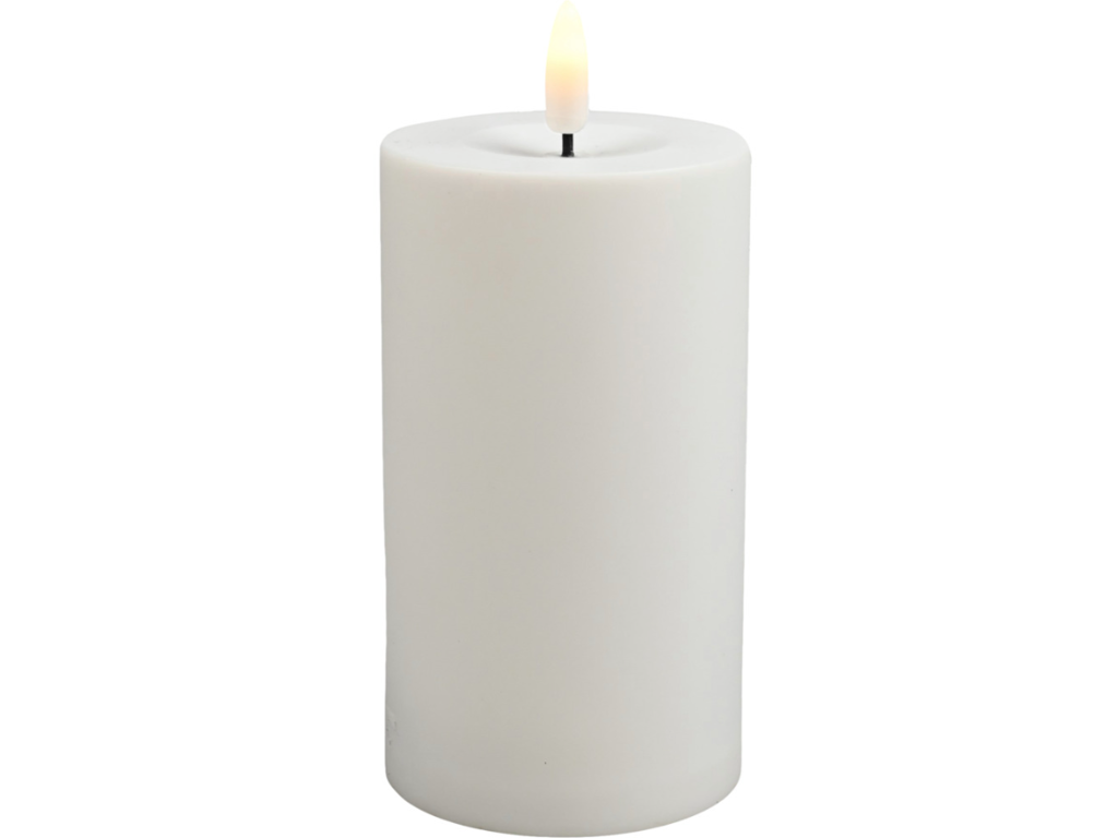 Bloklys LED 12 cm Ø7cm hvid plast til udendørs brug