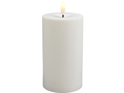 Bloklys LED 12 cm Ø7cm hvid plast til udendørs brug