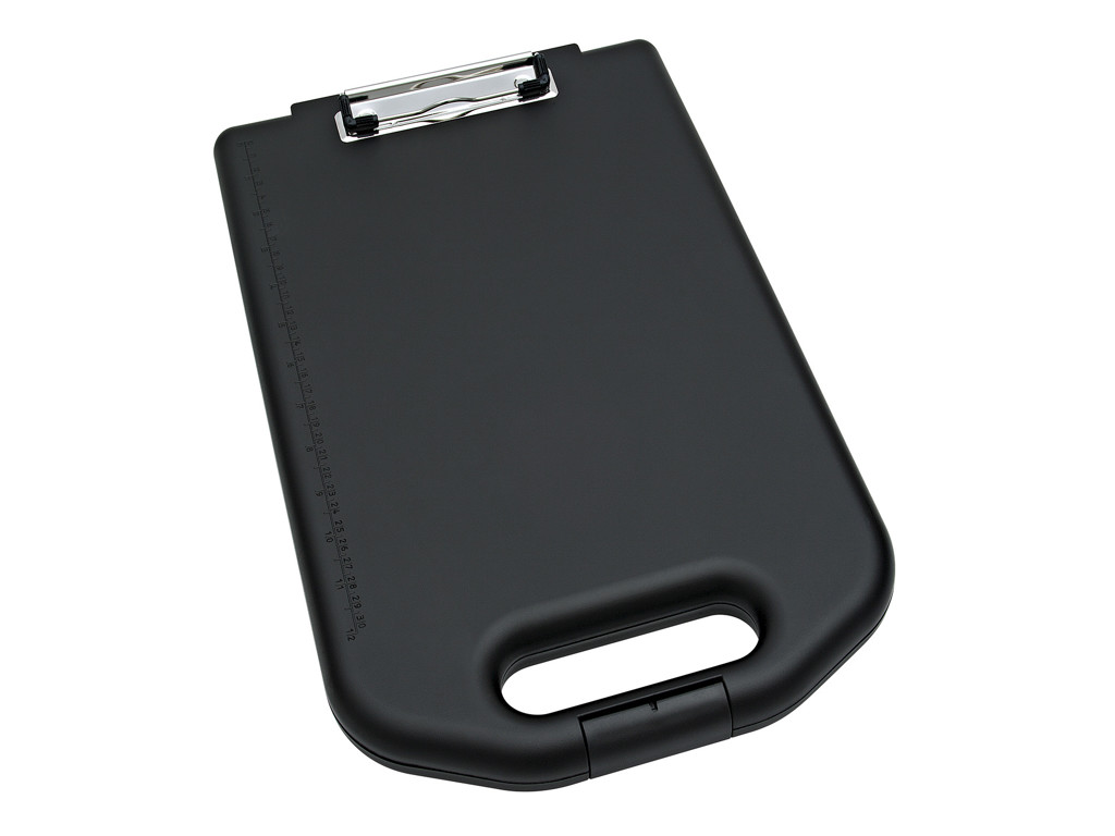 Clipboard A4 med håndtag og rum sort