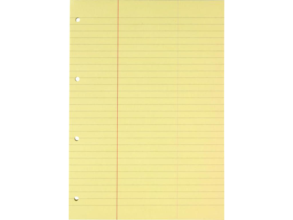 Blok A4 linjeret med 4 huller gul