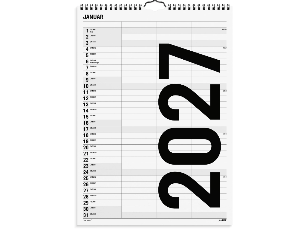 Familiekalender Black and white 3 kol. 2027