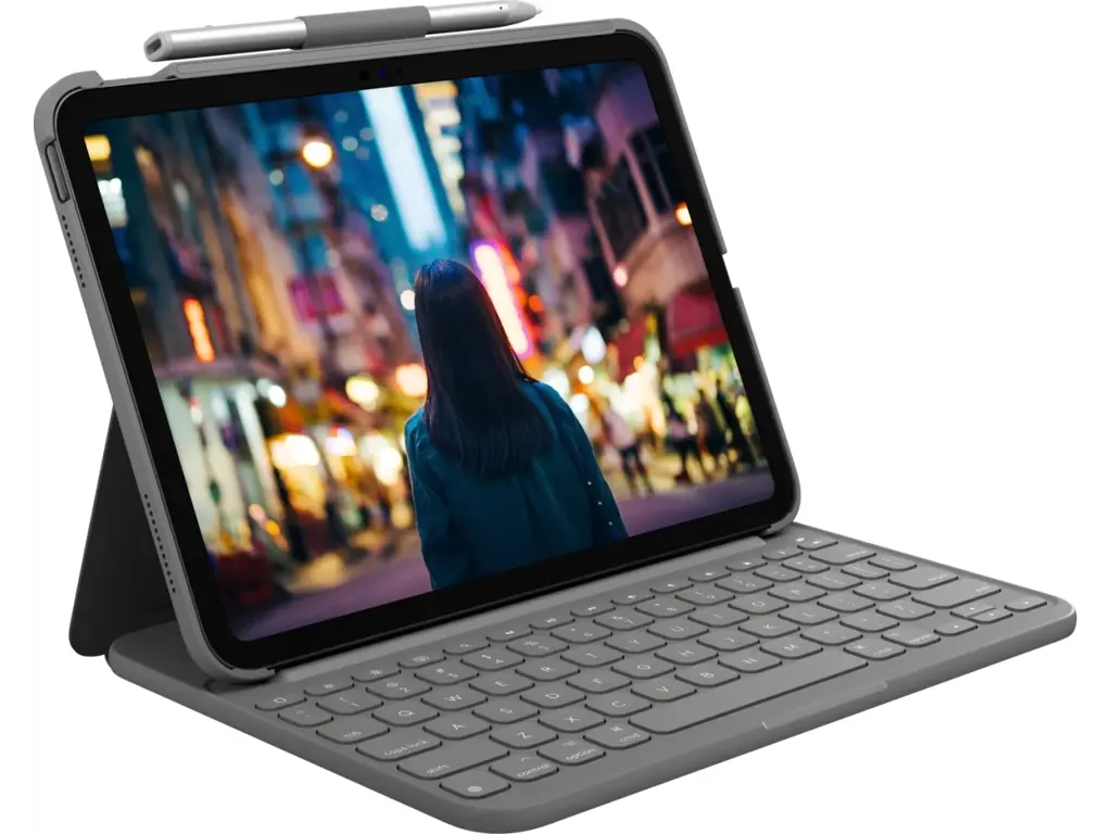 Logitech Slim Folio - Tastatur og folio-kasse - trådløs - Bluetooth LE - QWERTY