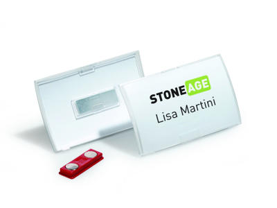 Navneskilt 54x90 mm. Click Fold m/magnet 10 stk.