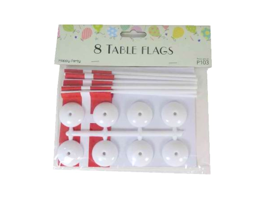 Bordflag Dannebrog på plastfod 155mm 8 stk