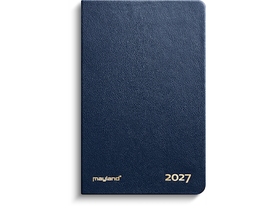 Lommekalender uge blå kunstskind indbundet 2027