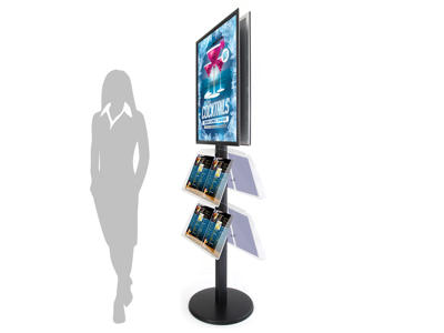 Brochurestativ Twinco 70x100cm B1 - 8xA4 gulv sort