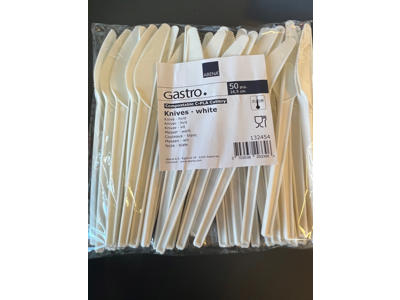 Kniv miljøvenlig 16,5 cm hvid 50 stk