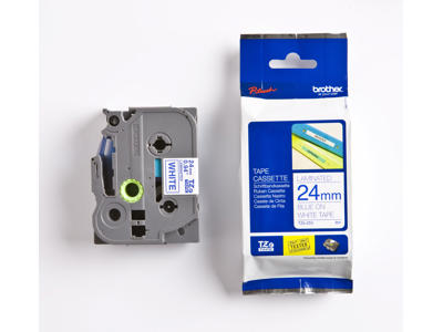 Brother tape TZe253 24mm blå/hvid
