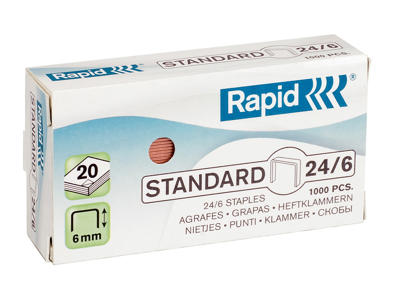 Hæfteklamme 24/6 Rapid kobber 1000 stk.