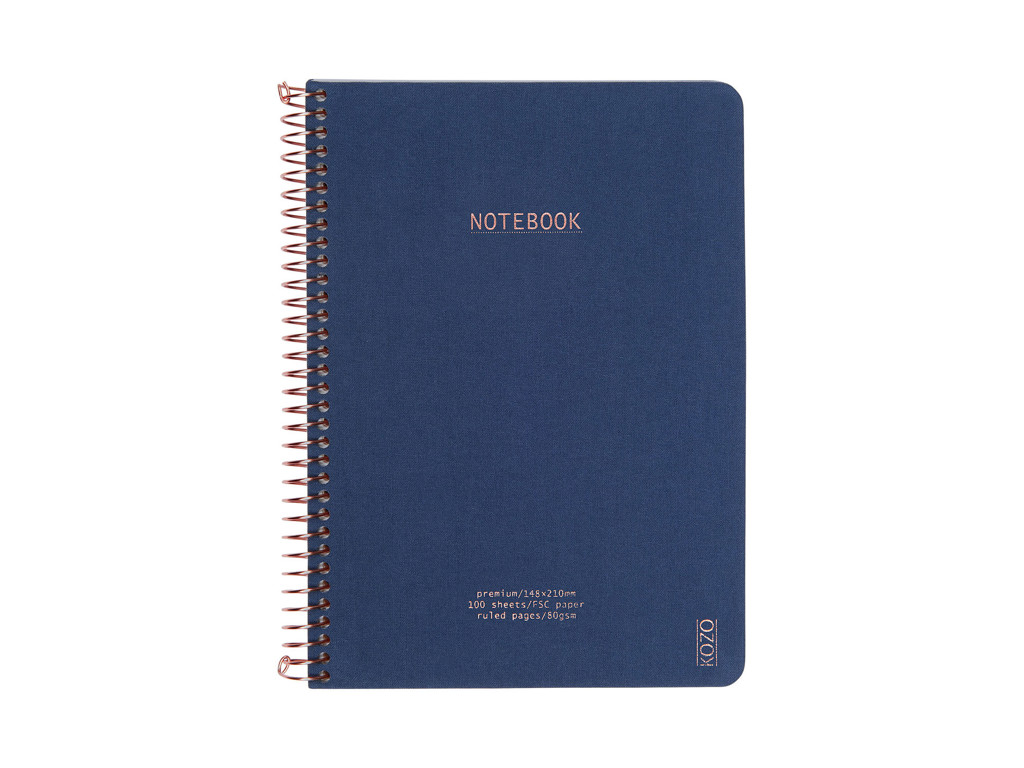 Notesbog KOZO Premium A5 100 g linjeret navy