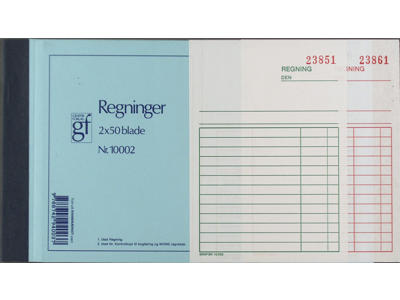 Regningsblok GF10002 108x150mm 2x50 blade