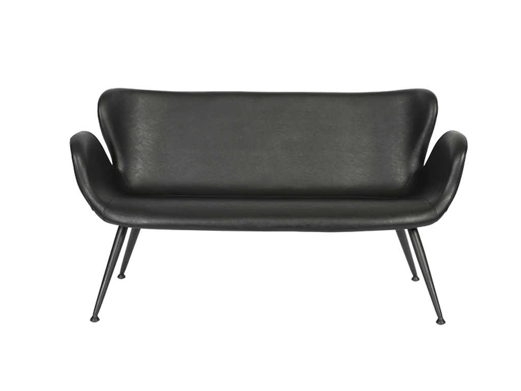 Loungesofa 2 pers. sort PU læder /sort stel