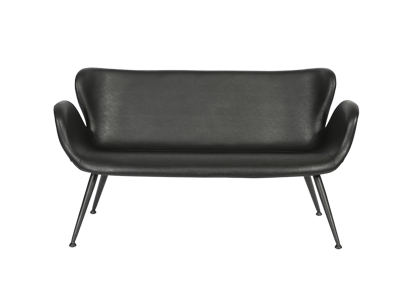 Loungesofa 2 pers. sort PU læder /sort stel