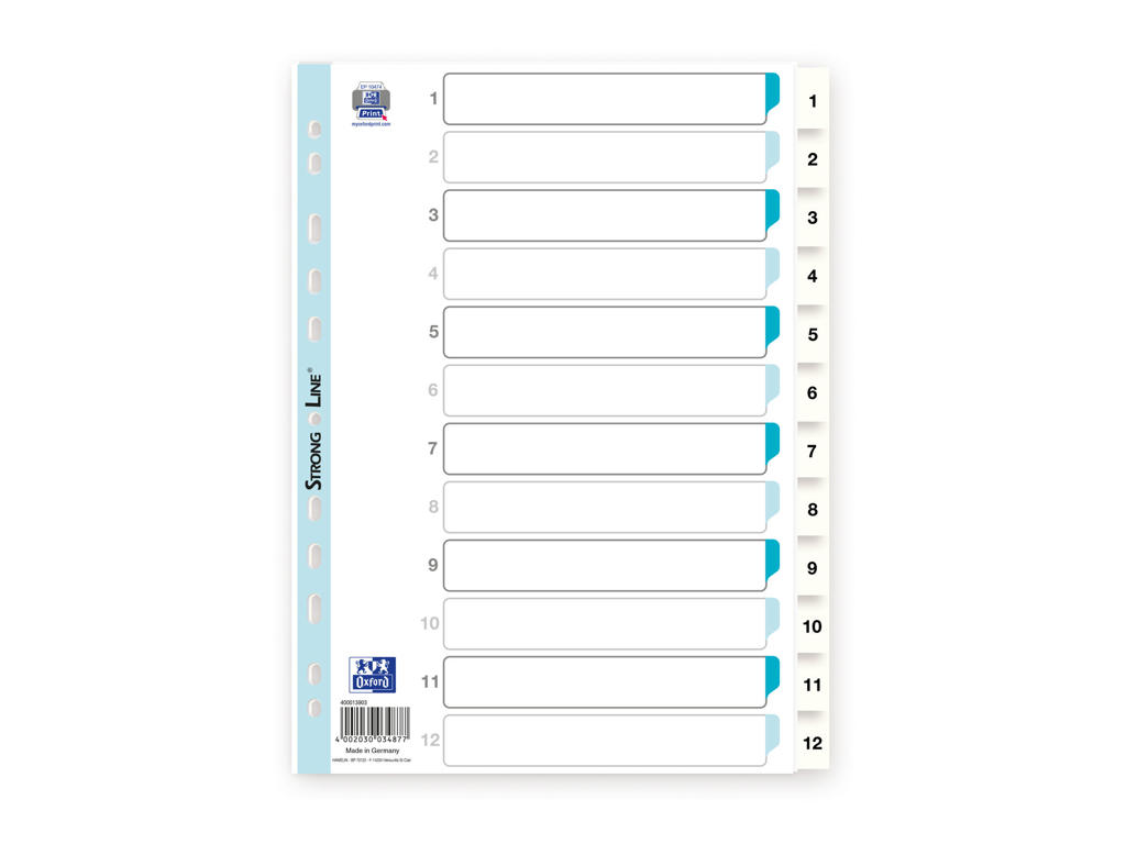 Talregister A4 Strongline 1-12 hvid