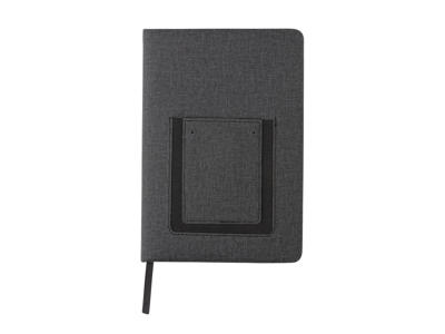 Luksus A5 notesbog med telefonlomme, sort