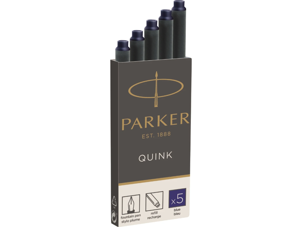 Refill Parker fyldepen Quink sort 5 stk