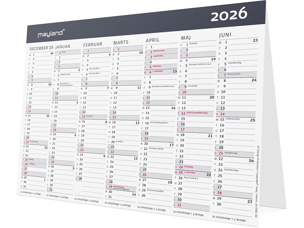 Kontor-bordkalender Moderne A5 2026