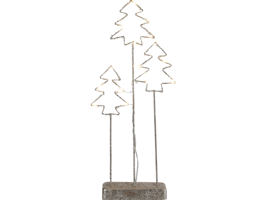 LED dekoration i metal 20x8x42,5cm med træer og glitter