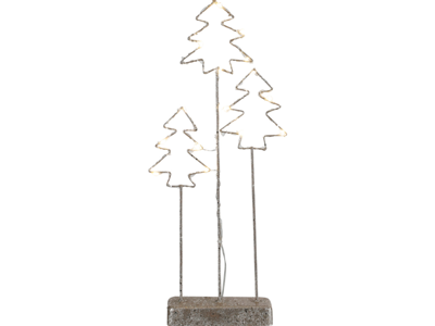 LED dekoration i metal 20x8x42,5cm med træer og glitter