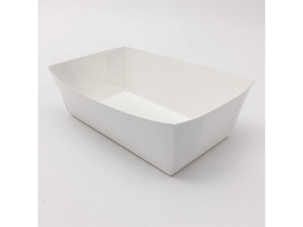 Papbakke 144x80x53 mm hvid 100 stk