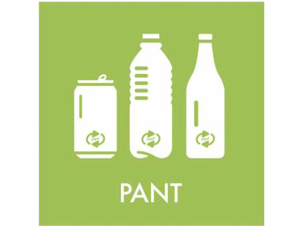 Affaldspiktogram PANT | 12x12cm | Selvklæbende Folie | Grøn