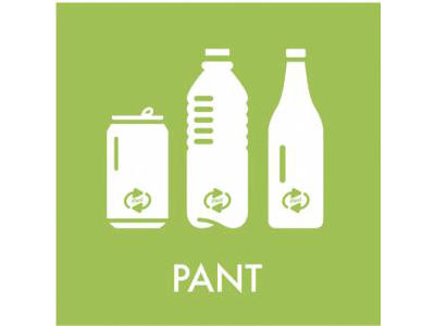 Affaldspiktogram PANT | 12x12cm | Selvklæbende Folie | Grøn
