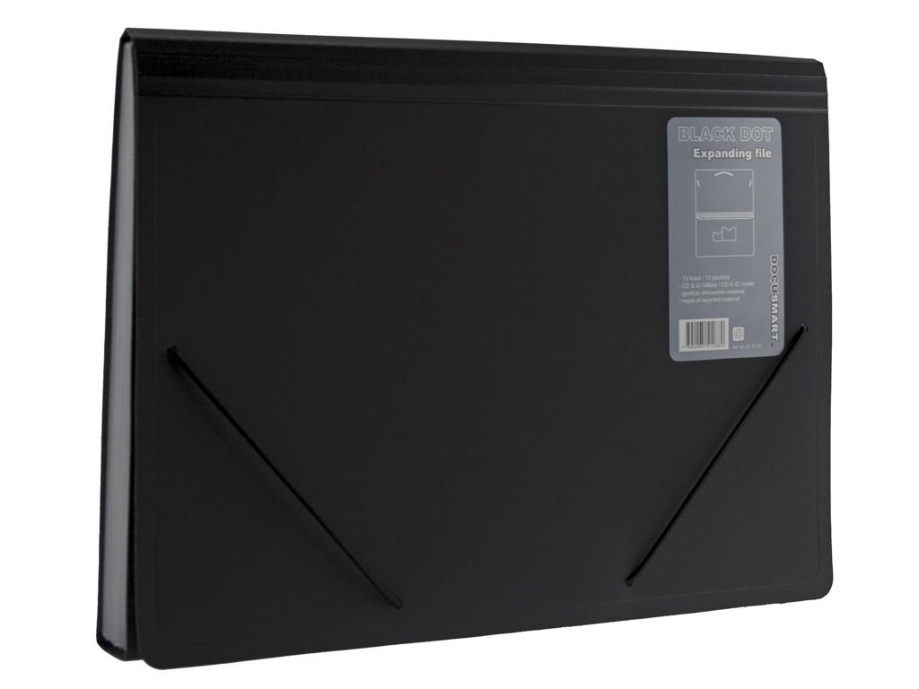 Arkivmappe A4 med 13 rum sort
