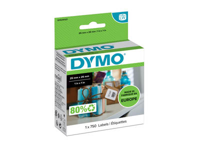 Dymo etiketter 25x25mm 750 stk. aftagelig S0929120