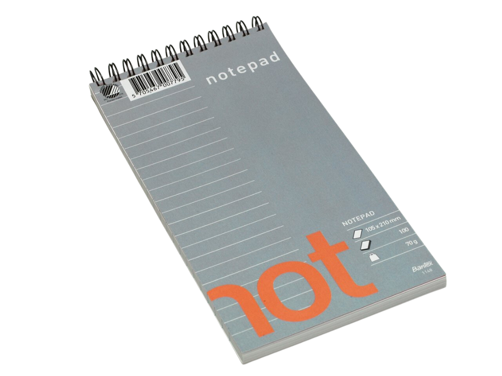 Notesblok 102x210 mm linjeret med spiral