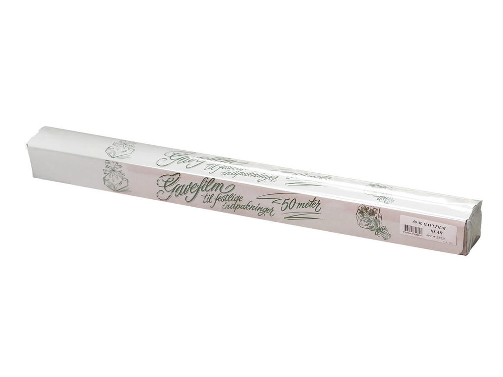 Cellofan 60 cm x 50 m klar, box m/kniv