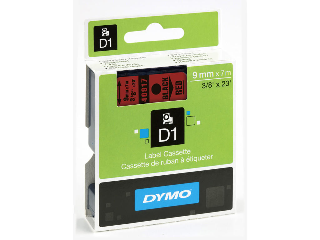 Dymo tape 40917 9mm sort/rød