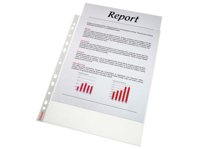 Plastlomme A4 Esselte 0,085 præg åben top 100 stk