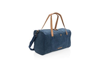 Rejse/weekendtaske i PVC fri kanvas, blå